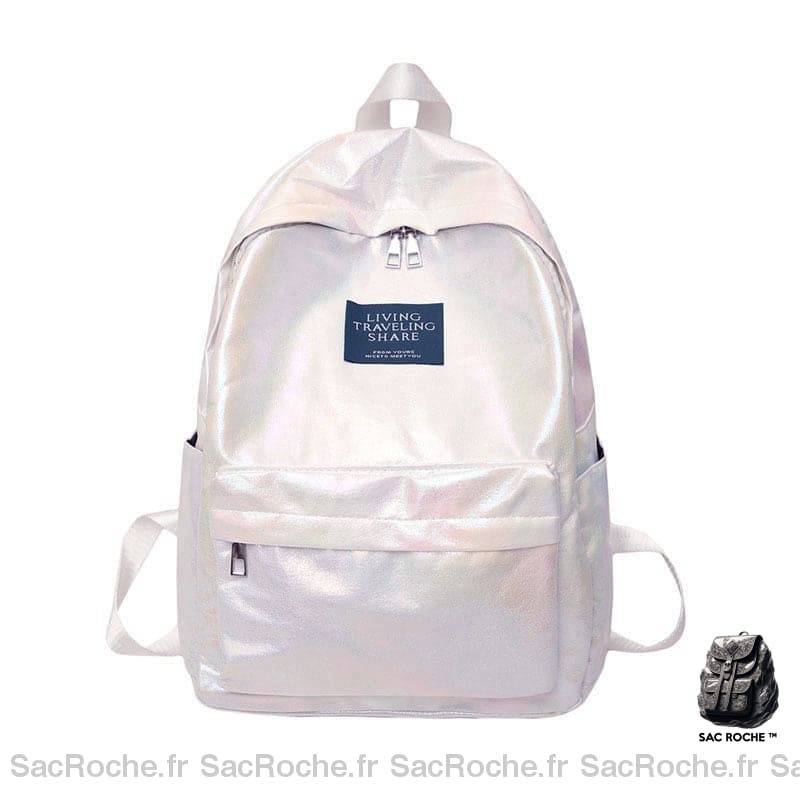 Sac à dos cartable holographique - Blanc - Sac à dos Sac à dos scolaire