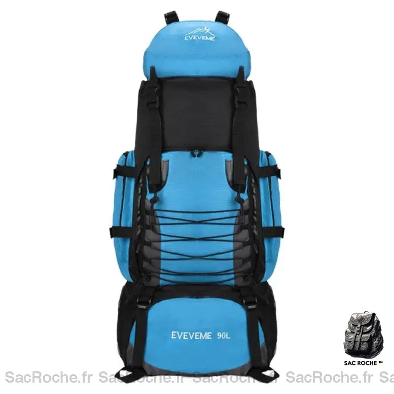 Sac À Dos Homme 90L Randonnée Bleu Clair Sport