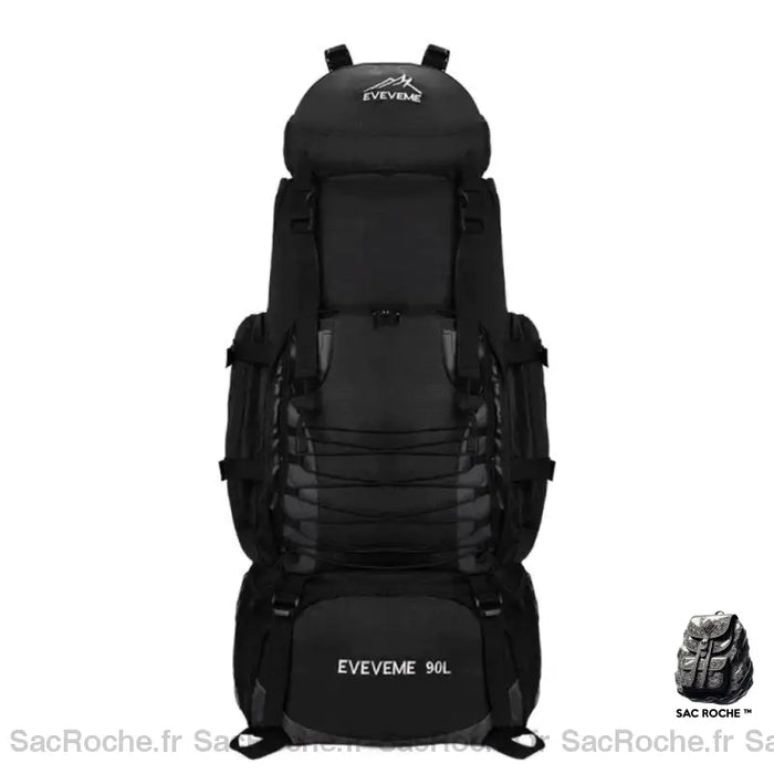 Sac À Dos Homme 90L Randonnée Noir Sport