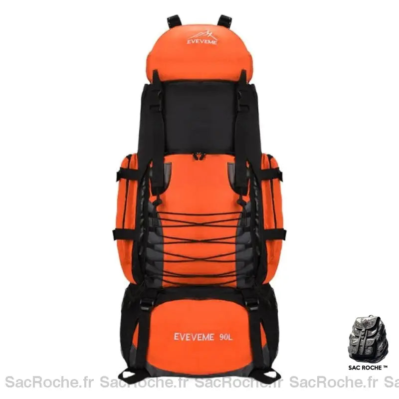 Sac À Dos Homme 90L Randonnée Orange Sport
