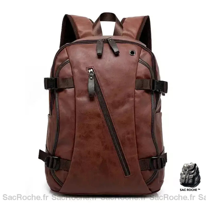 Sac À Dos Homme Cuir-Simili Marron Sac
