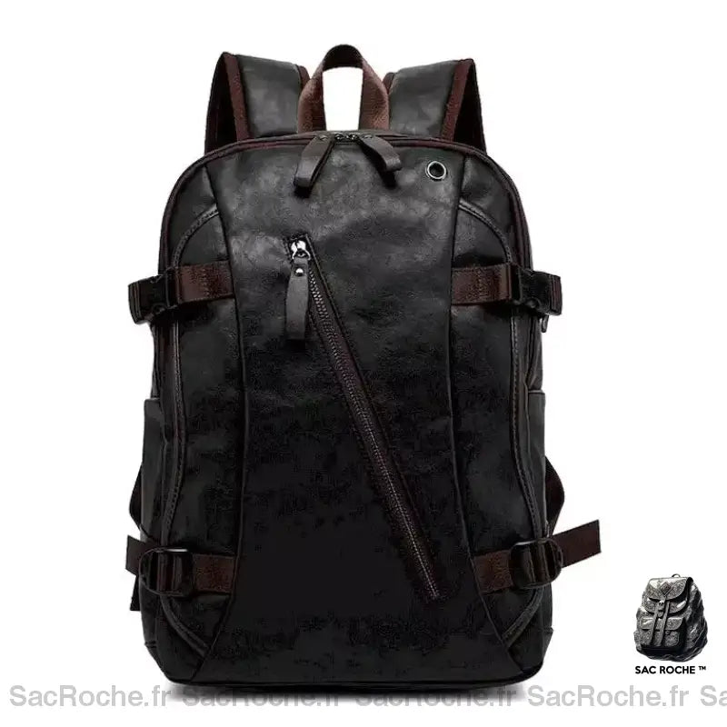 Sac À Dos Homme Cuir-Simili Noir Sac