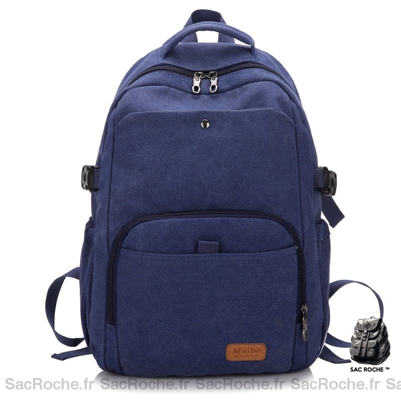 Sac À Dos Homme En Canvas Bleu Sac