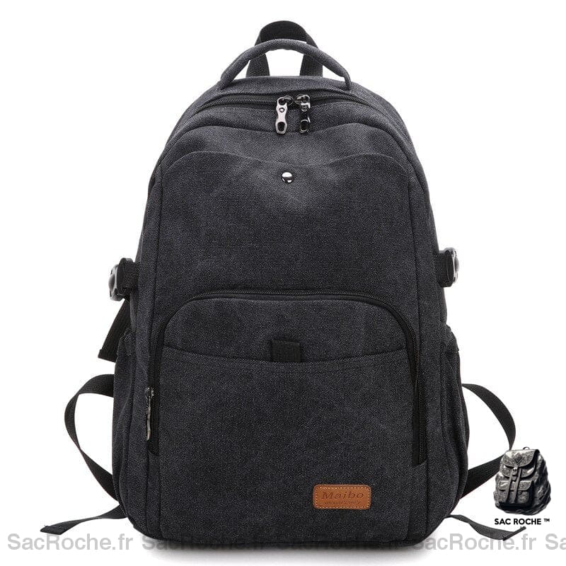 Sac À Dos Homme En Canvas Noir Sac