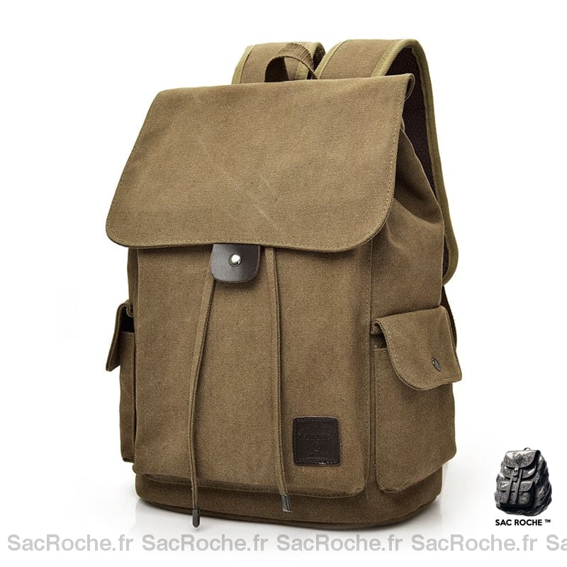 Sac À Dos Homme Toile Canvas - Résistant Marron Sac Homme