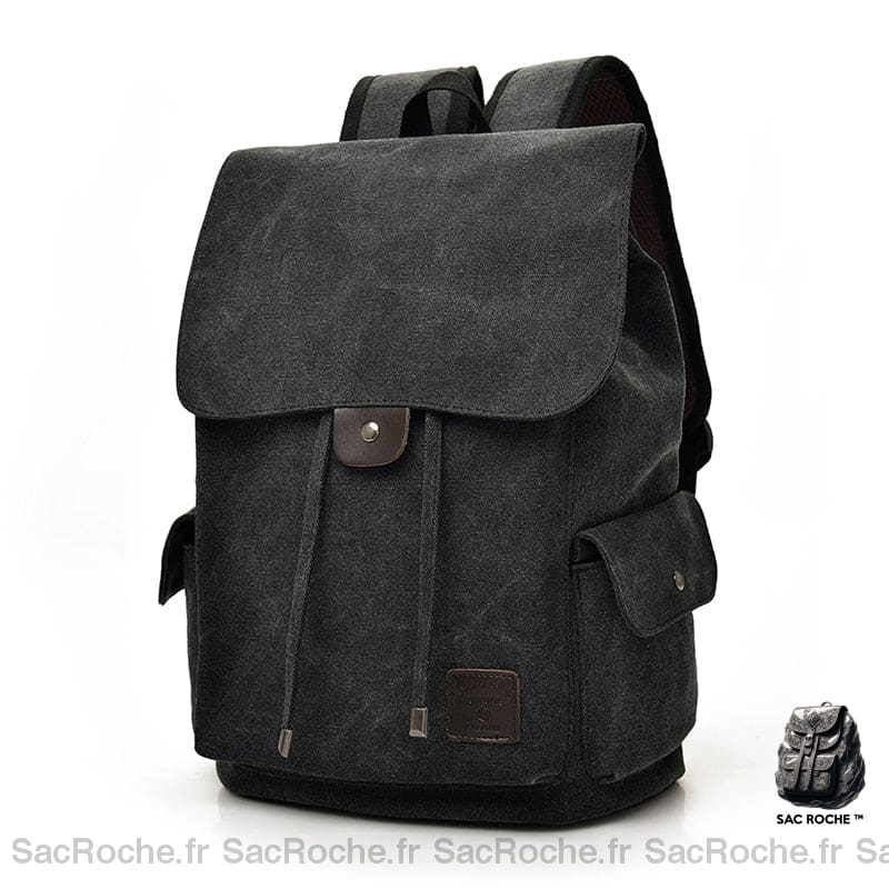 Sac À Dos Homme Toile Canvas - Résistant Noir Sac Homme