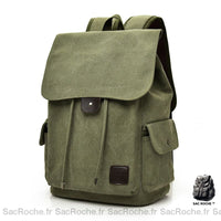 Sac à dos Homme Toile Canvas - Résistant - modèle Vert - Sac Roche ™