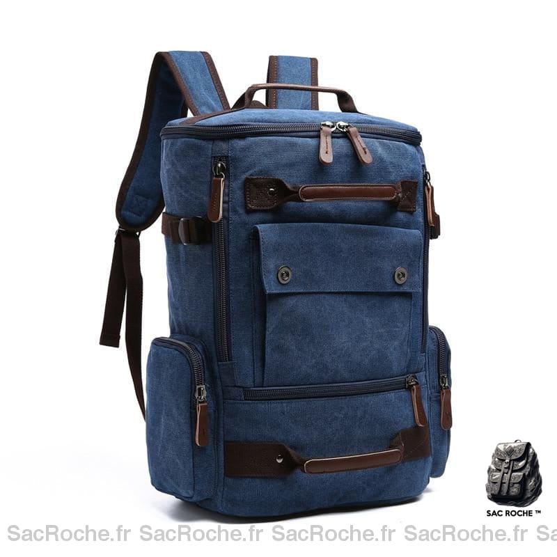 Sac À Dos Homme Vintage Compact Bleu