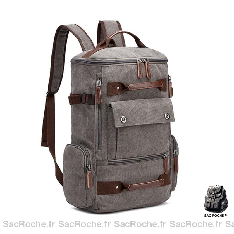 Sac À Dos Homme Vintage Compact Gris