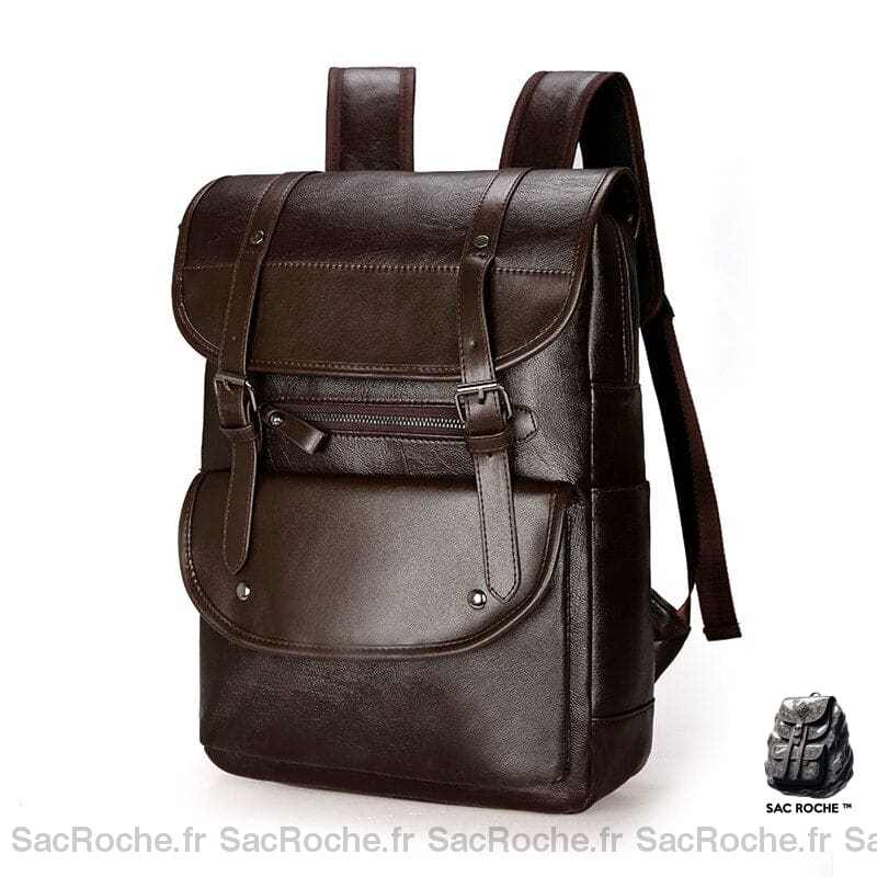 Sac À Dos Homme Vintage En Cuir Marron Foncé Sac Dos Homme