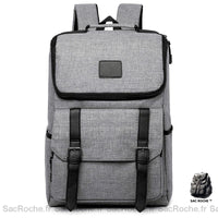Sac à dos homme vintage en toile - modèle Gris total - Sac Roche ™
