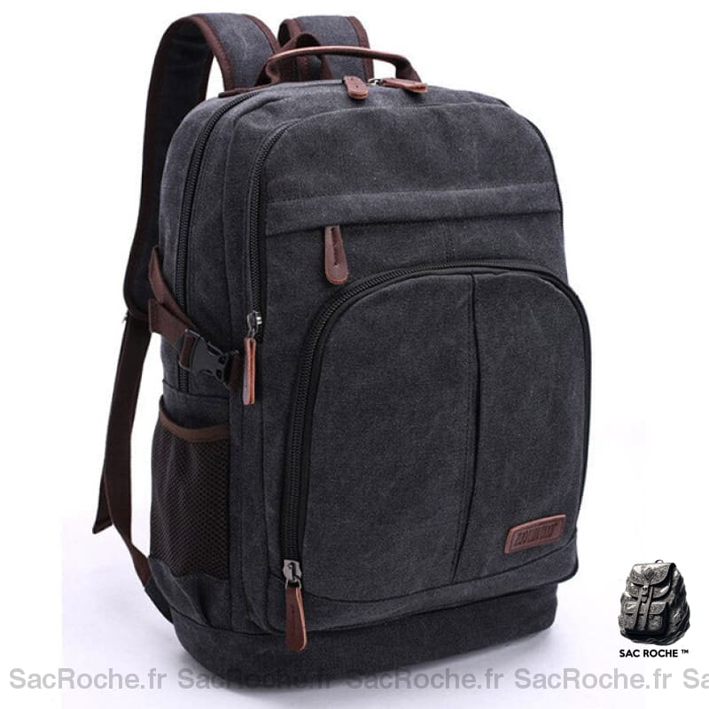 Sac À Dos Homme Vintage En Toile Noir Sac Dos Vintage
