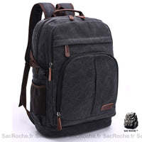Sac à Dos Homme Vintage en Toile - modèle Noir - Sac Roche ™