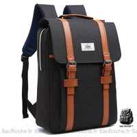 Sac à dos homme vintage en toile - modèle Noir - Sac Roche ™