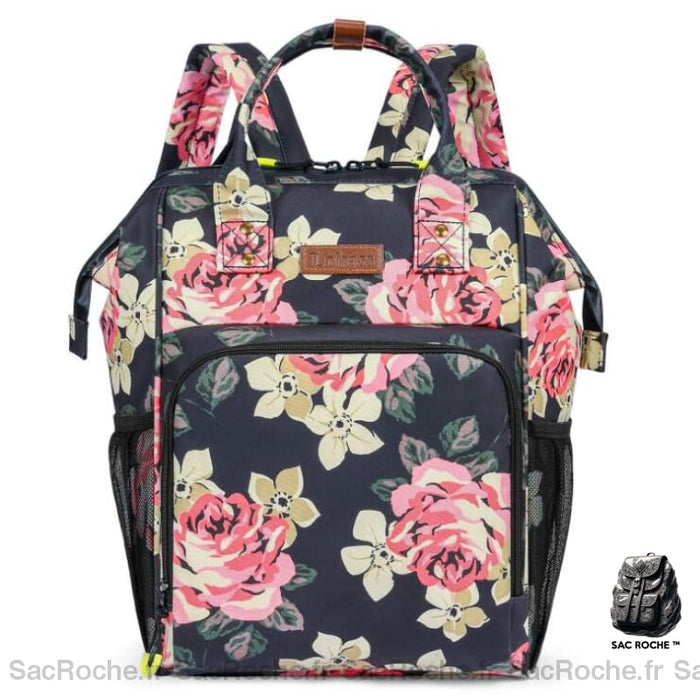 Sac à dos isotherme moderne à fleurs avec un fond blanc