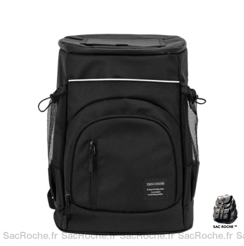 Sac à dos isotherme couleur unie avec glacière - Noir - Sac à dos Sac