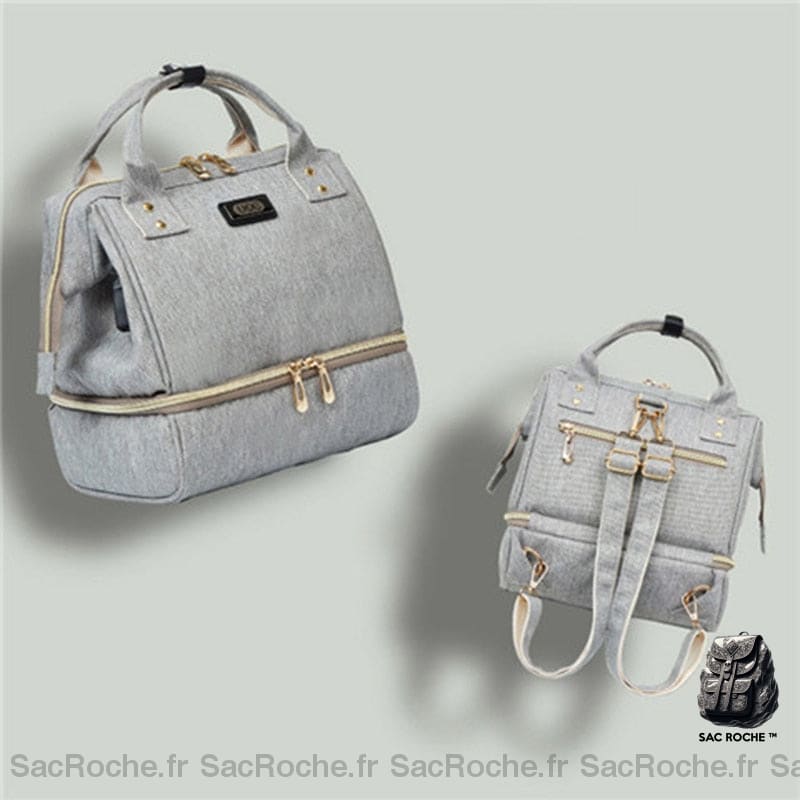 Sac à dos avec poche isotherme - Gris - Couche Sac à langer