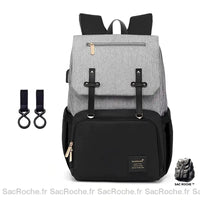 Sac à dos langer oxford - modèle Gris/Noir - Sac Roche ™