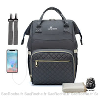 Sac à dos langer Queen - modèle Gris - Sac Roche ™