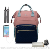 Sac à dos langer Queen - modèle Rose/bleu - Sac Roche ™