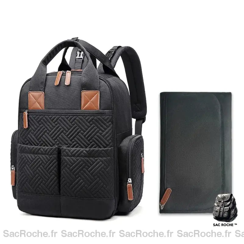 Sac À Dos Langer Tendance Moderne Et Pratique Noir + Pochette Sac