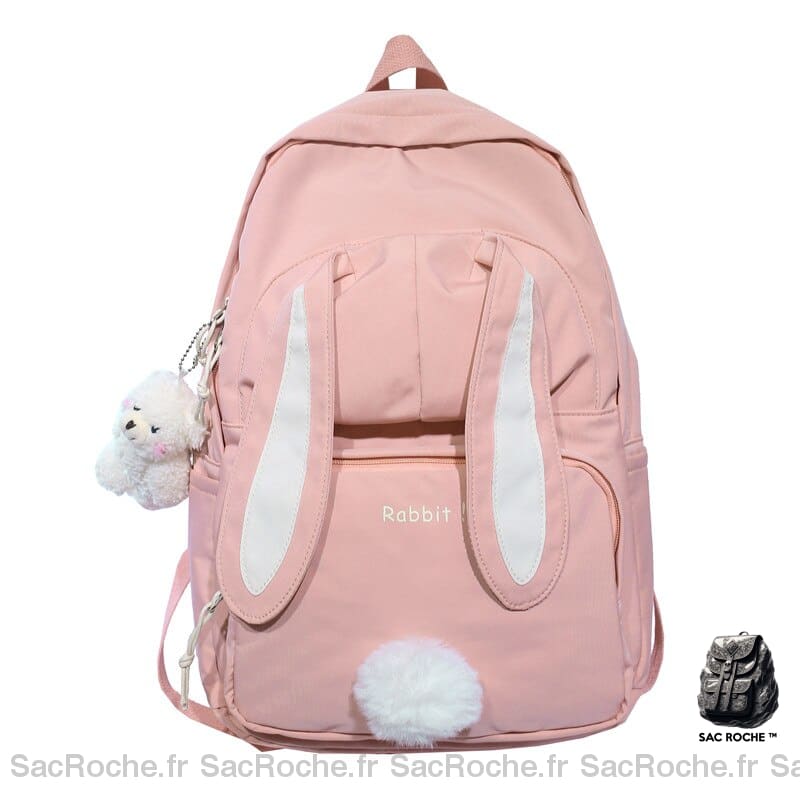 Sac à dos oreilles de lapin longues en rose et blanc