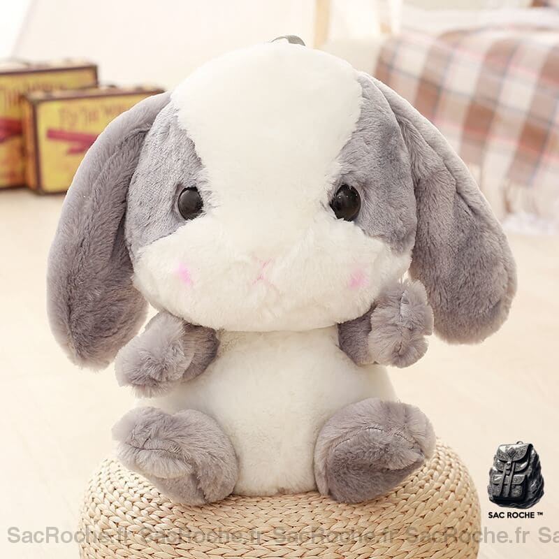 Sac à dos en peluche lapin pour fille - Gris - Animal en peluche Lapin