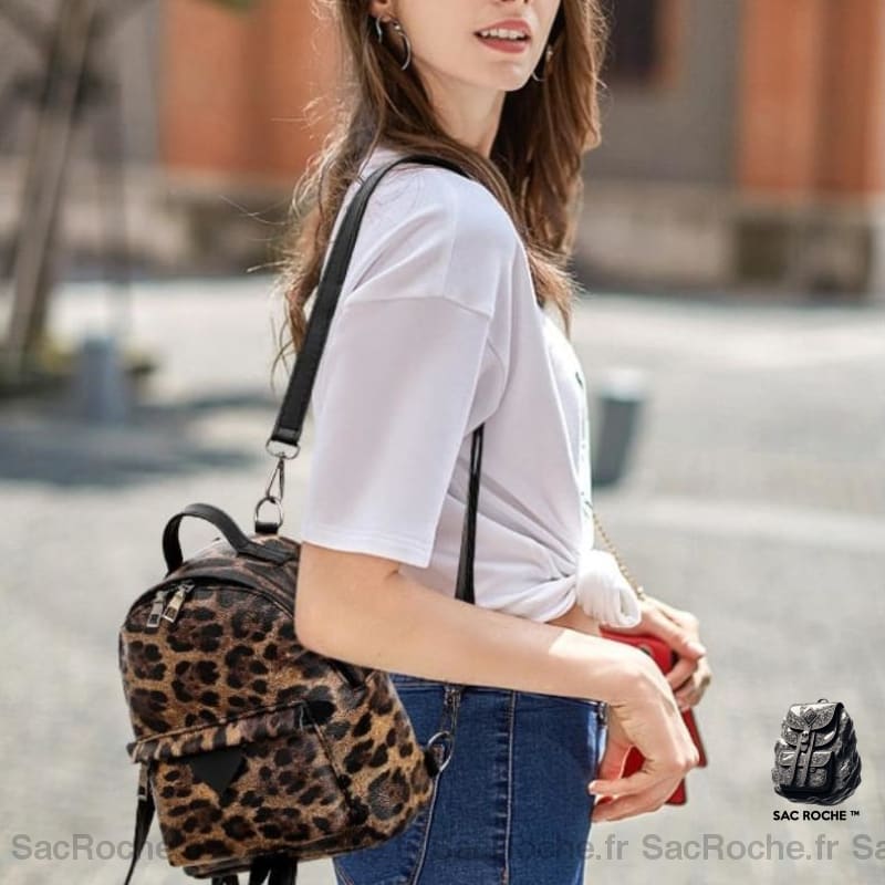 Sac À Dos Léopard En Similicuir Femme