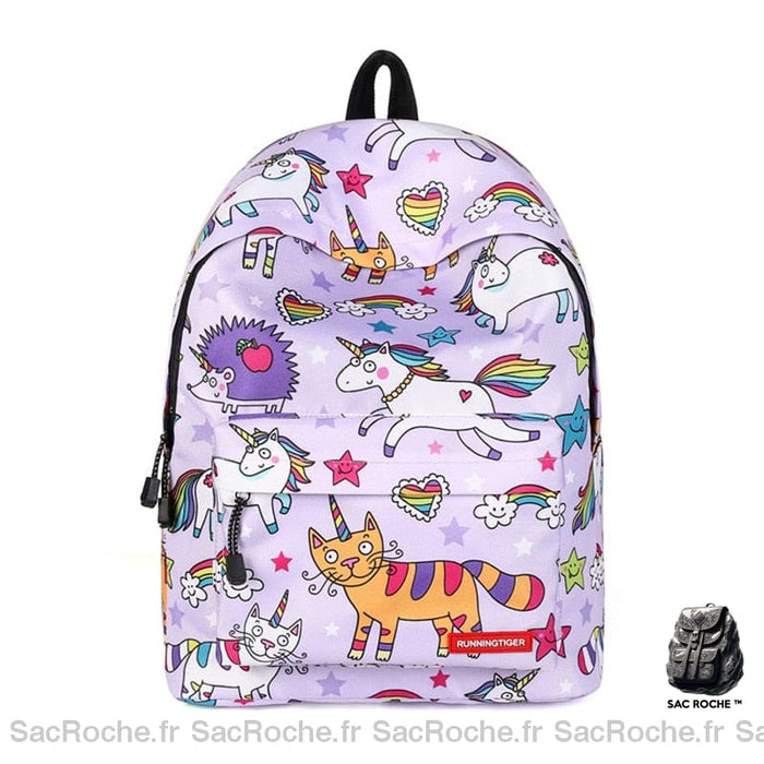 Sac à dos monde de licorne fantastique à plusieurs coloris et design différents et un fond blanc