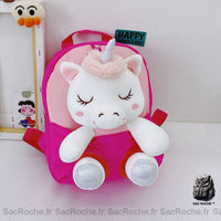 Sac à dos licorne peluche enfant - modèle Rose - Sac Roche ™