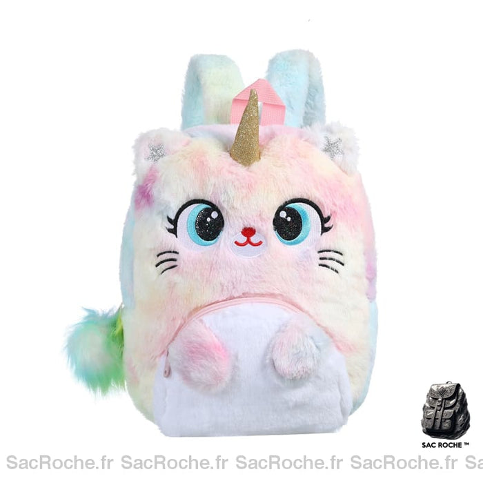 Sac à dos licorne doux pour enfants multicolore avec un fond blanc