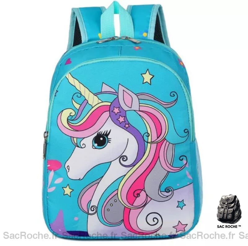 Sac à dos licorne avec respiration bleu avec un fond blanc