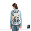 Sac à dos en lin à motif dessin mère et fils avec poches latérales