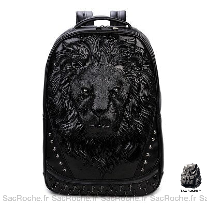 Sac à dos tête de lion en relief 3D - Noir - Sac à dos Sac à dos scolaire