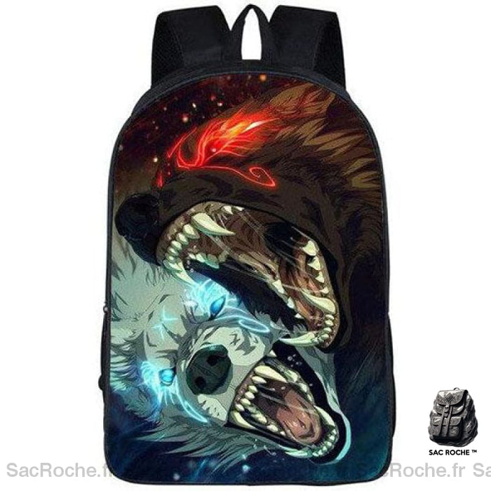 Sac À Dos Loup Furieux Personnalisable Noir Sacs Dos Personnalisés