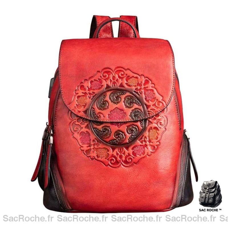 Sac À Dos Luxe Cuir Femme Rouge Dos Femme