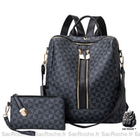 Sac à Dos Luxe Femme avec Pochette Zippée Assortie - modèle Bleu - Sac Roche ™