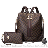 Sac à Dos Luxe Femme avec Pochette Zippée Assortie - Sac Roche ™