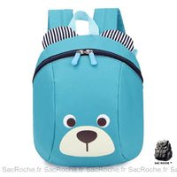 Sac à Dos Maternelle Ourson Mignon - Caractériel - modèle Bleu Clair - Sac Roche ™