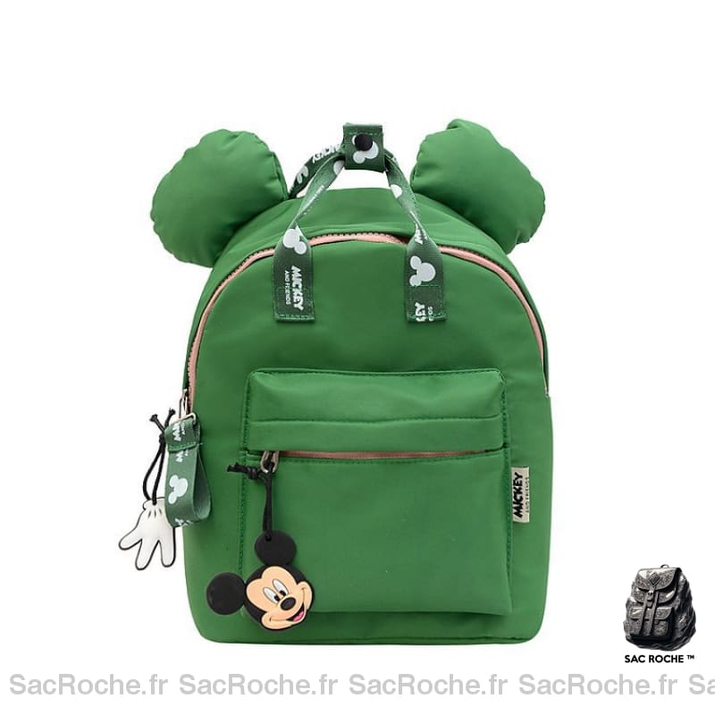 Sac à dos coloré Mickey pour enfant vert avec un fond blanc