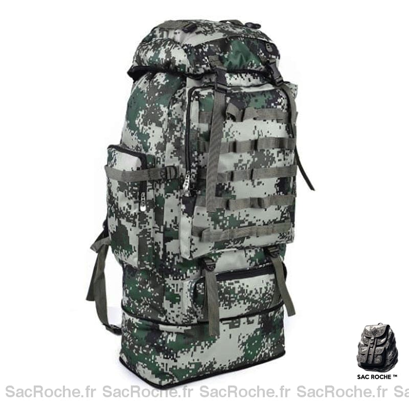 Sac à dos militaire grande capacité 100L multicolore avec un fond blanc
