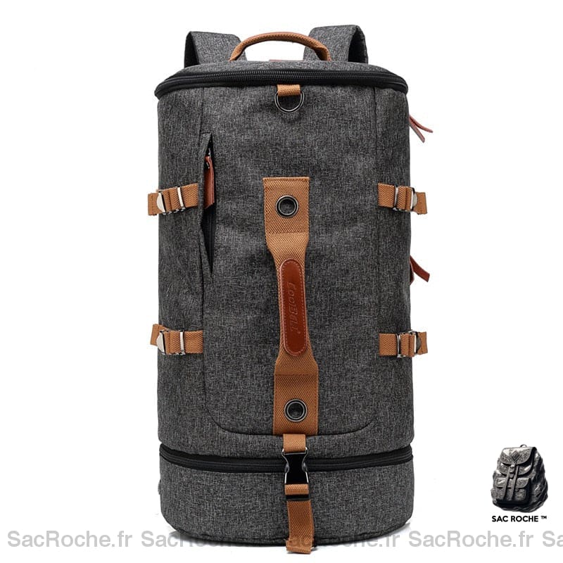 Sac à dos militaire de 50L pour homme gris et marron avec un fond blanc