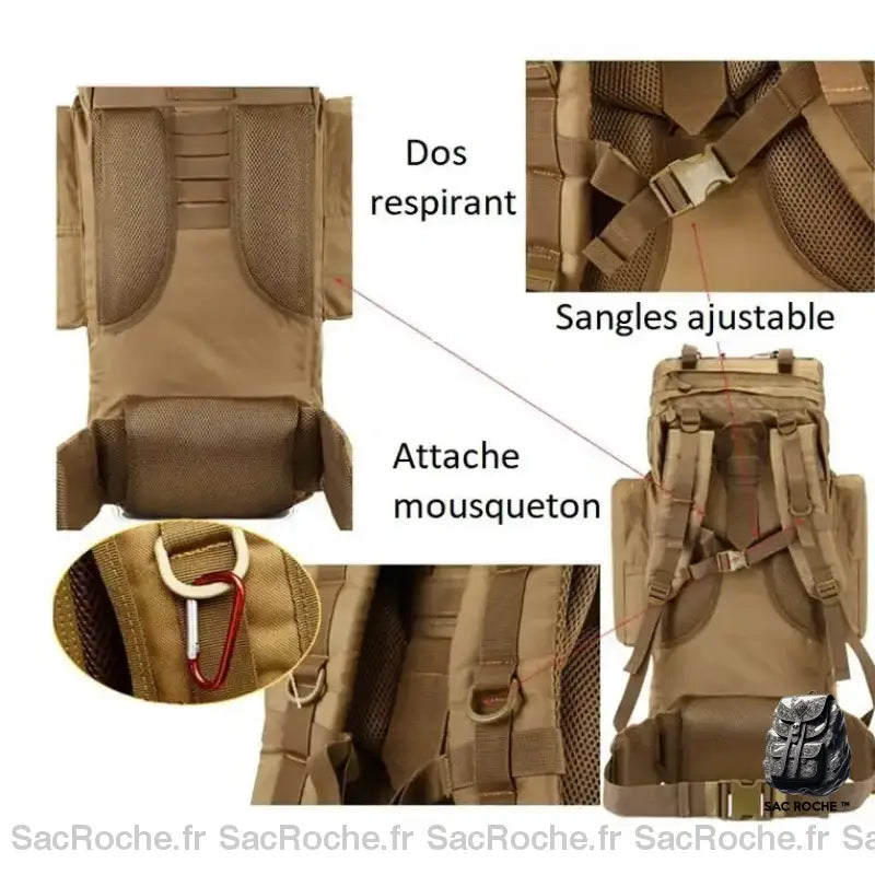 Sac À Dos Militaire 70L Camouflage Sac