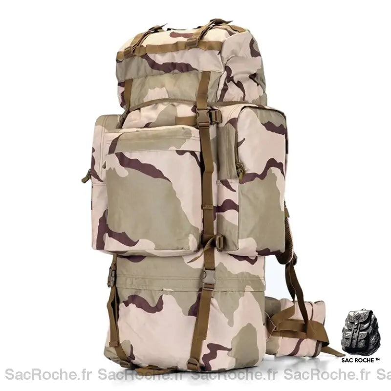Sac À Dos Militaire 70L Camouflage Sable Sac