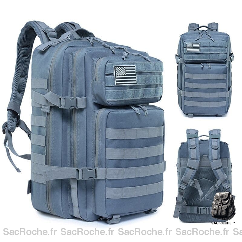 Sac à dos militaire de couleur bleu avec un fond blanc