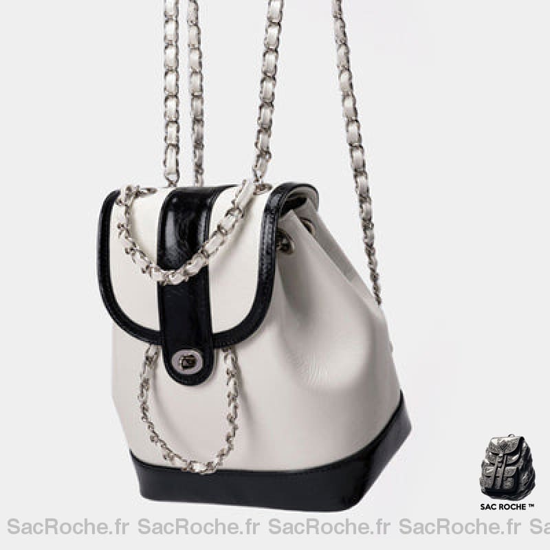 Sac À Dos Mini Cuir Souple Femme Noir Et Blanc Petit Dos Femme