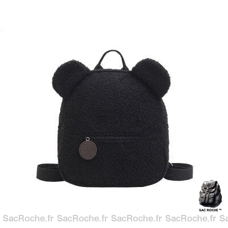 Sac à dos d'école en molleton pour enfant - Noir - Sac à dos ours en peluche