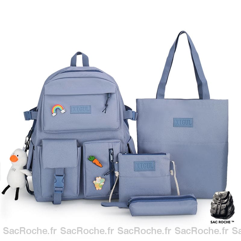 Sac à dos 4 pièces à joli motif avec pendentif canard 3