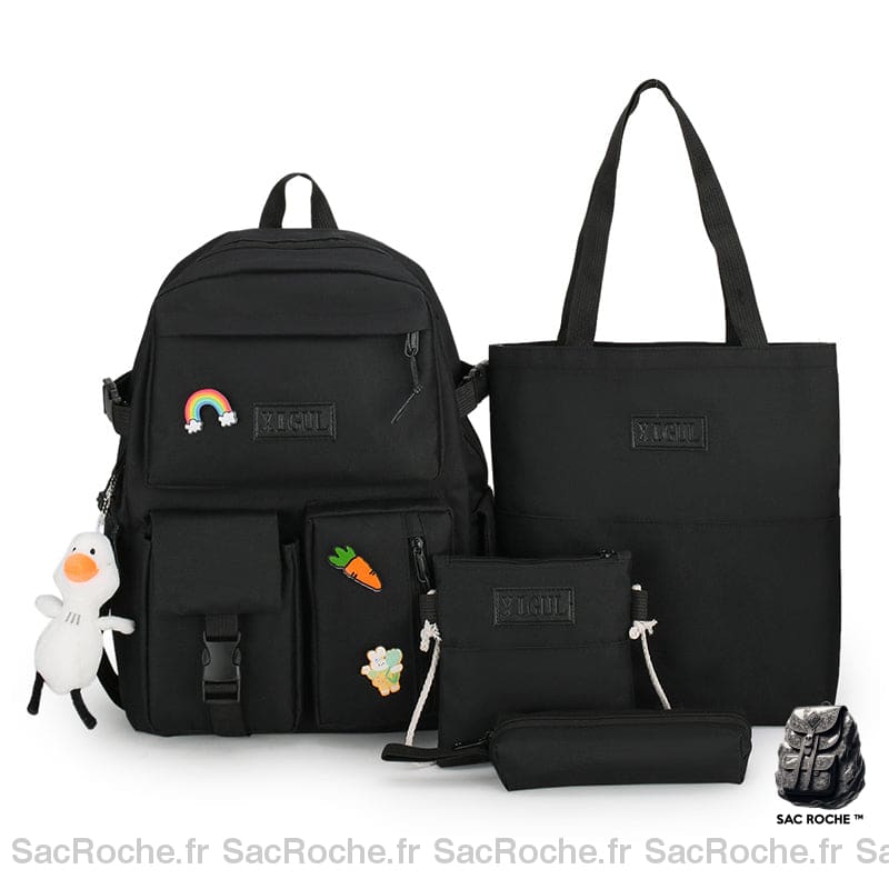 Sac à dos 4 pièces à joli motif avec pendentif canard 4
