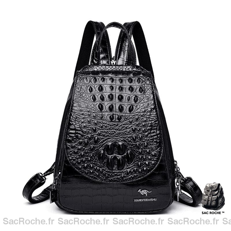 Sac à dos luxe motif croco pour femme noir